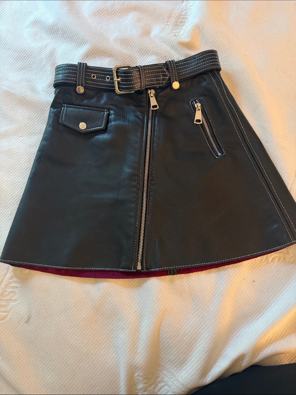 Maje 100% lamb leather mini skirt retail $595